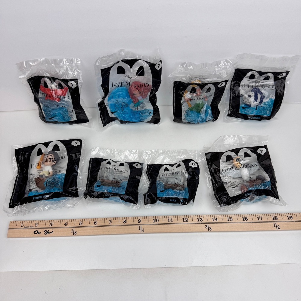 2023 McDonalds Little Mermaid Happy Meal Toy 1-7 Ariel Sebastian Toy No6 x2 READ